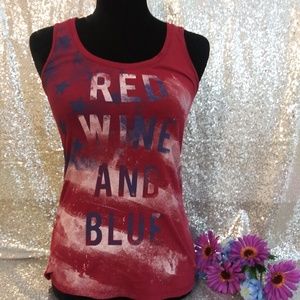 Red wine and blue 4th of July top
